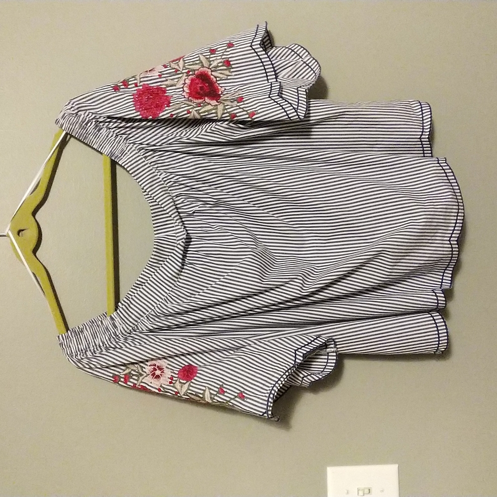 Tribal off the shoulder top striped top.